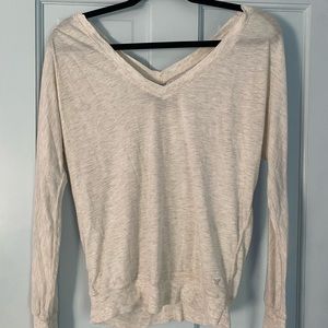 american eagle loungewear long sleeve beige shirt size S